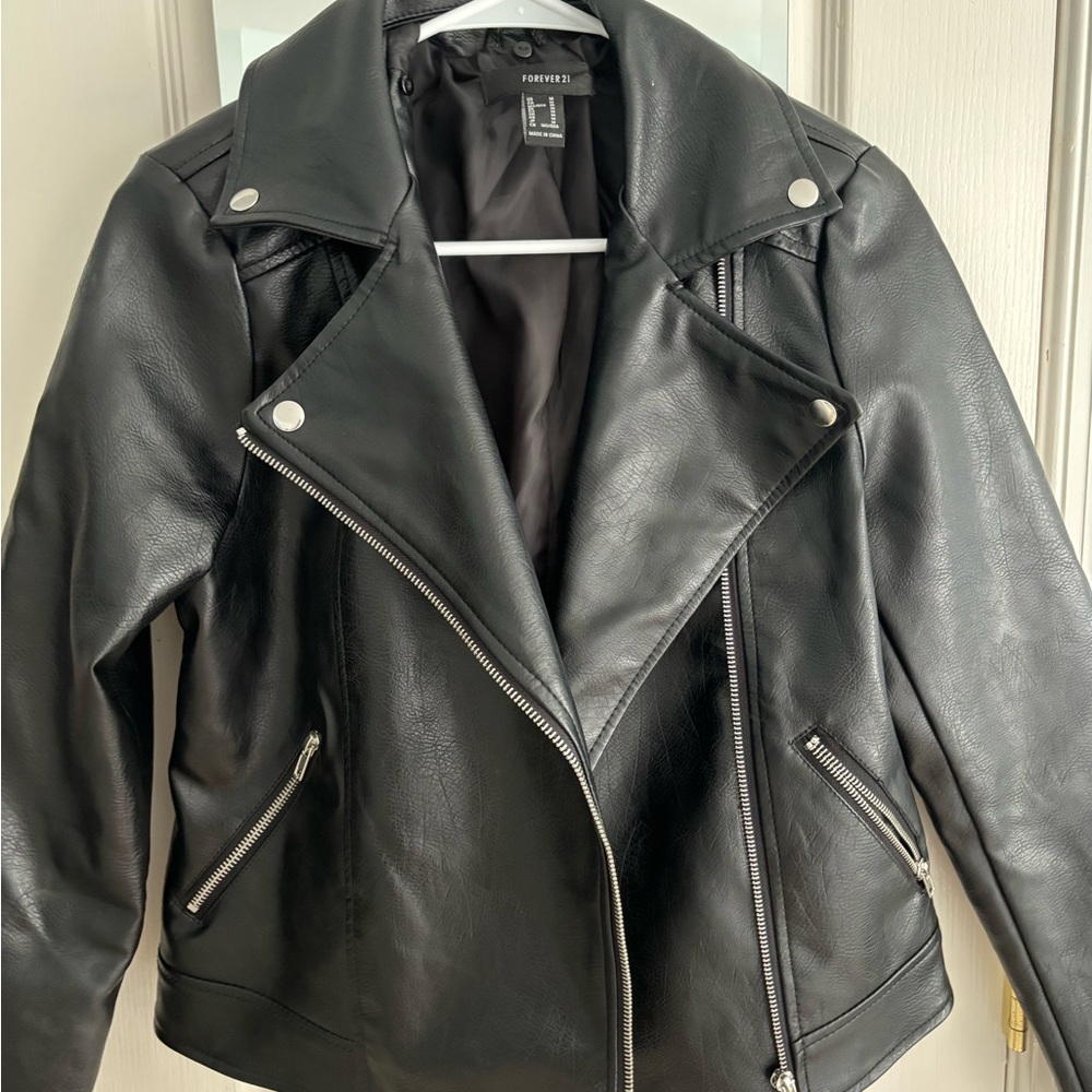 Black faux leather jacket